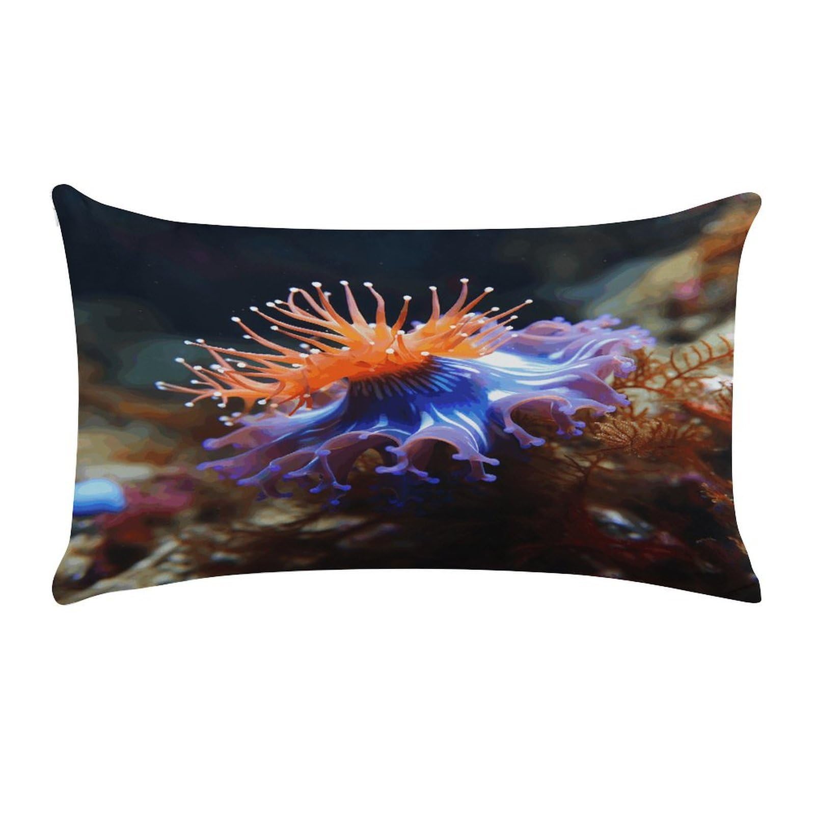 VstaDank Nudibranch Pillow Cover Pillowcase for All Seasons Short Plush Body Pillow Case Soft Cozy Fuzzy Lumbar Long Pillow Cover for Bed Sofa Bench 20 X 12 Inches