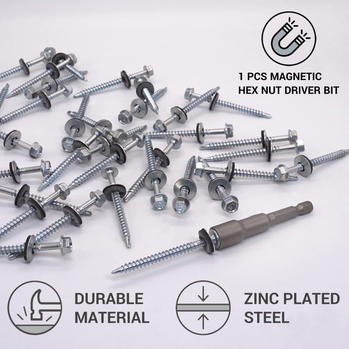 Viti Autoperforanti Per Lamiera - Esagonali DIN7504K - 4,8 X 16 Mm SW 8 - Filetto Pieno - Zincato (200 Pezzi - Foto 6