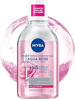 NIVEA Aqua Rose Gül Suyu ve Serum İçeren Çift Fazlı Micellar Makyaj Temizleme Suyu 400ml,Yüz Göz Dudak, SPF Filtrelerini Temizler