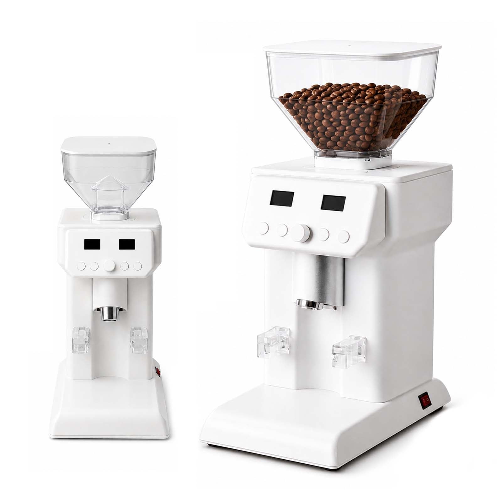 Molinillo de Café con Muelas Planas de 50 Mm, 120 Niveles de Molienda White | Soporte manos libres de 58 mm, modos automático/manual, tolva extraíble. Para oficinas y cafeterías de coworking