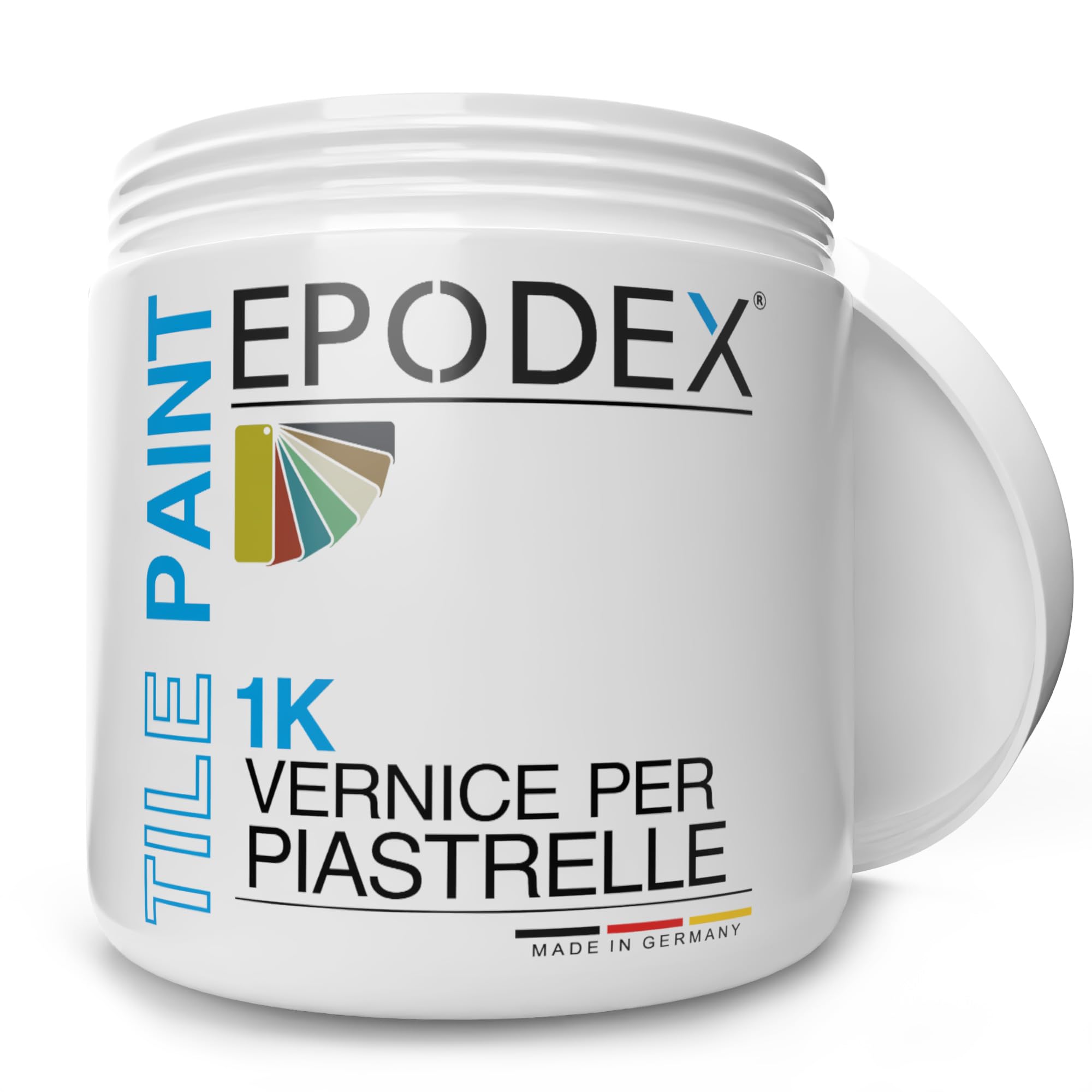 EPODEX VERNICE PER PIASTRELLE 1K per cucina, bagno e altro, Smalto satinato per piastrelle da parete interne, 1kg Copre 4m² (2 Mani) - Bianco ghiaccio