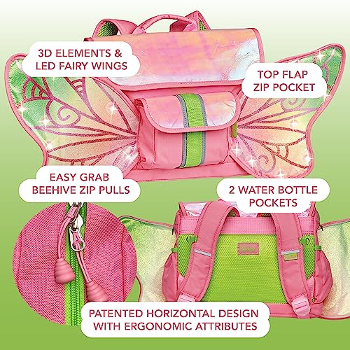 Bixbee Personalized Toddler Backpack, Pink Led Fairy Flyer Bookbag For Kids & Toddlers Ages 3-5 | Custom Backpack With Name For Boys & Girls | Water Resistant Monogrammed School Bag #TOP4