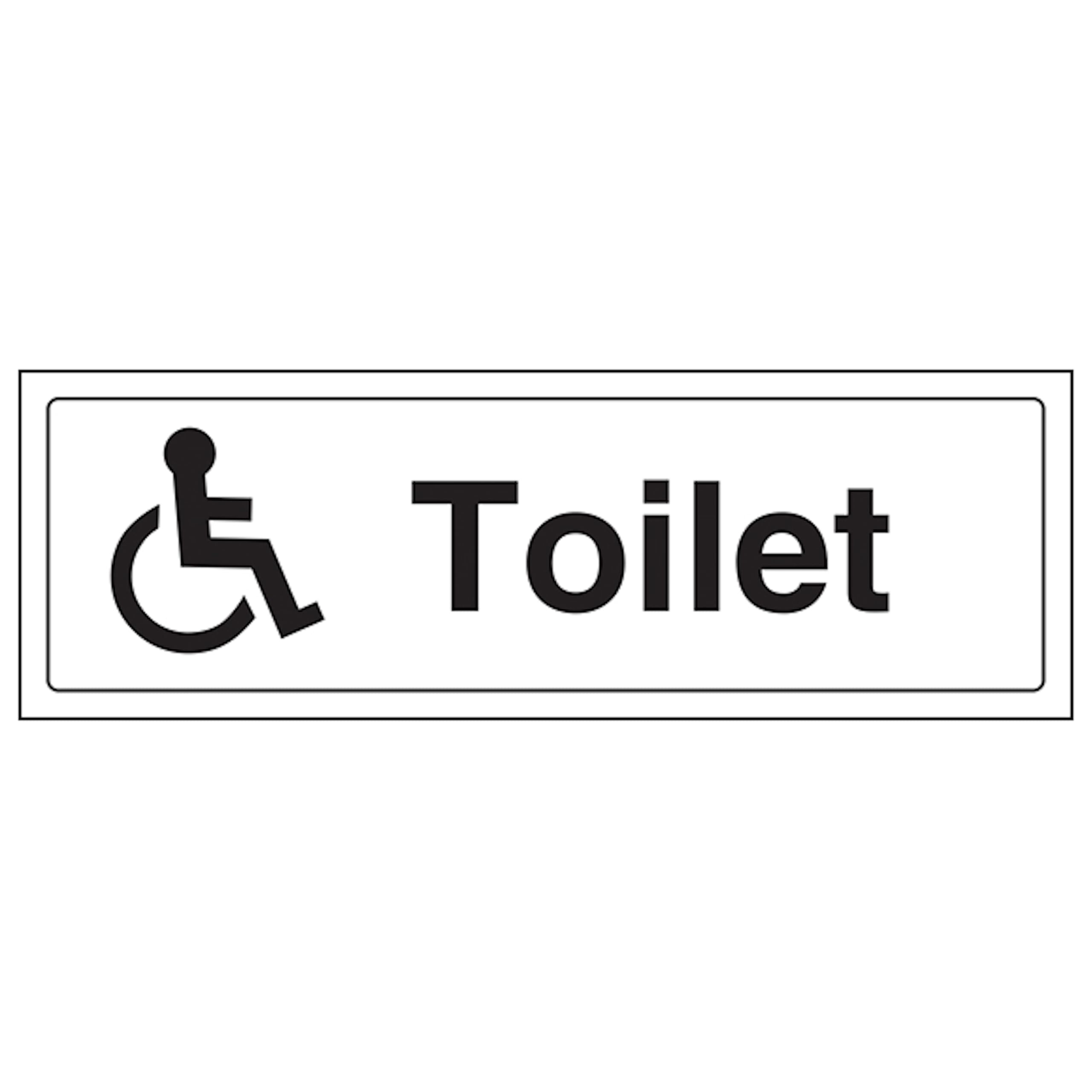 V Safety Disabled Toilet 300 x 100 mm - Glow In The Dark 1mm Rigid Plastic Safety Sign