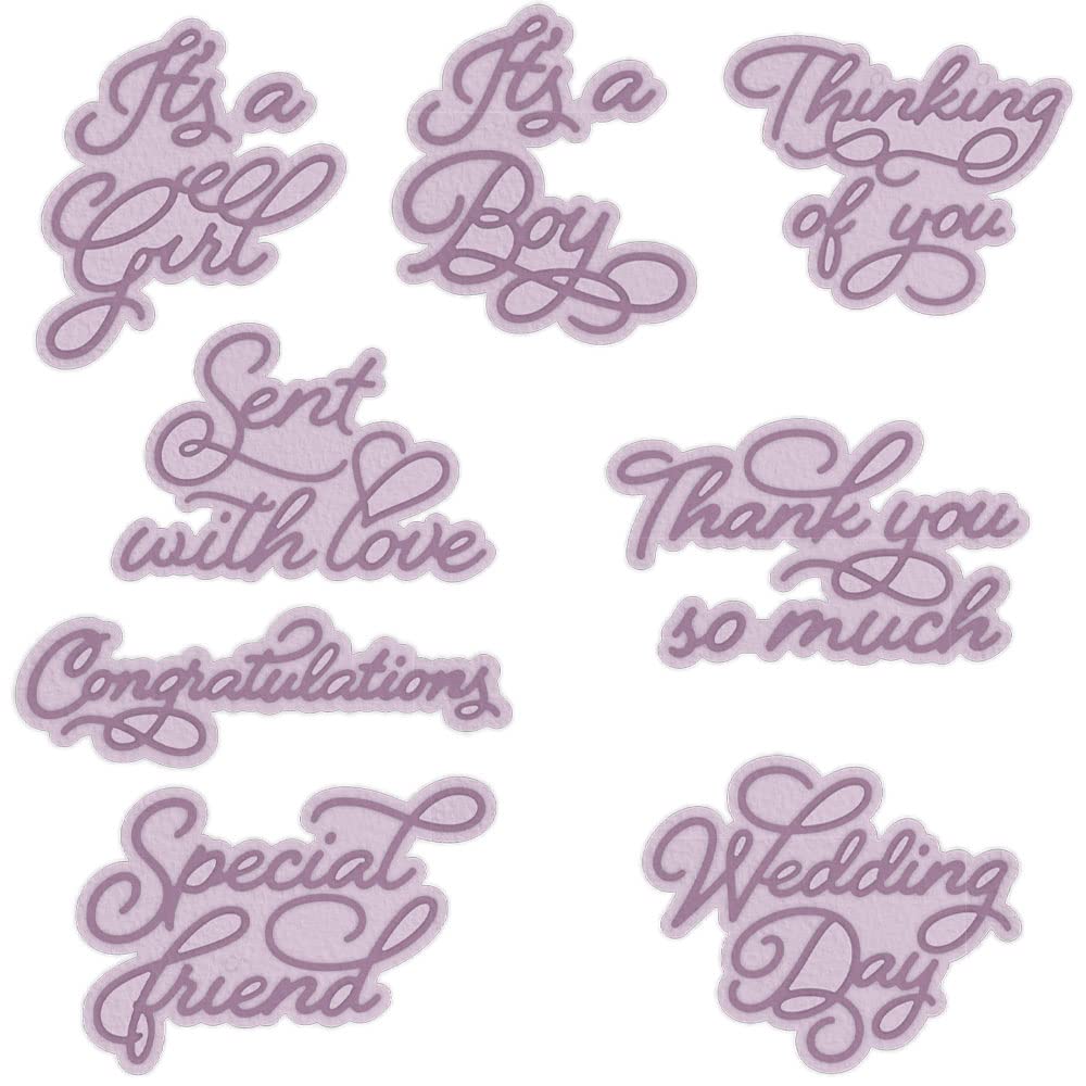 8 Pieces Alphabets Dies for Card Making Thank You so Much,Thinking of You,Specifical Friend,Weed Day Alphabet Metal Cutting Dies for DIY Scrapbooking Paper Crafting Arts Crafts Metal Die Cuts Punch