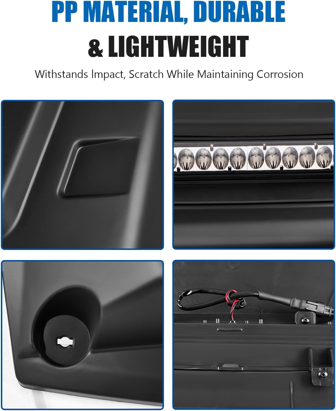 UTV Sport Hood Scoop with LED Spotlight for Kawasaki Mule Pro, Black Front Hood Cover with Auxiliary Light Kit for Kawasaki Mule Pro FXT DXT DX FX 2015-2025 Accessories
