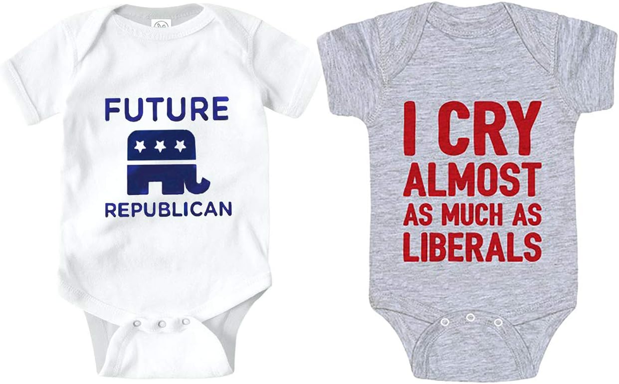 Baby Republican Romper Gift Set I Cry Almost Liberals and Future GOP Grey
