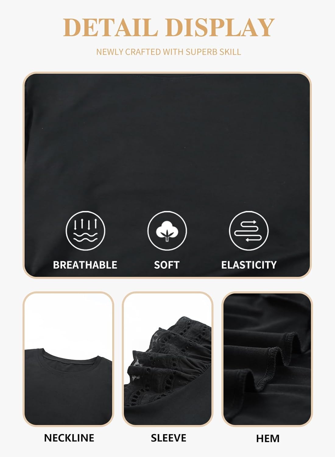 Eytino Womens Plus Size Tops Short Sleeve Round Neck Hollow Out Casual Loose Tunic Tees Shirts(1X-5X) - Image 5