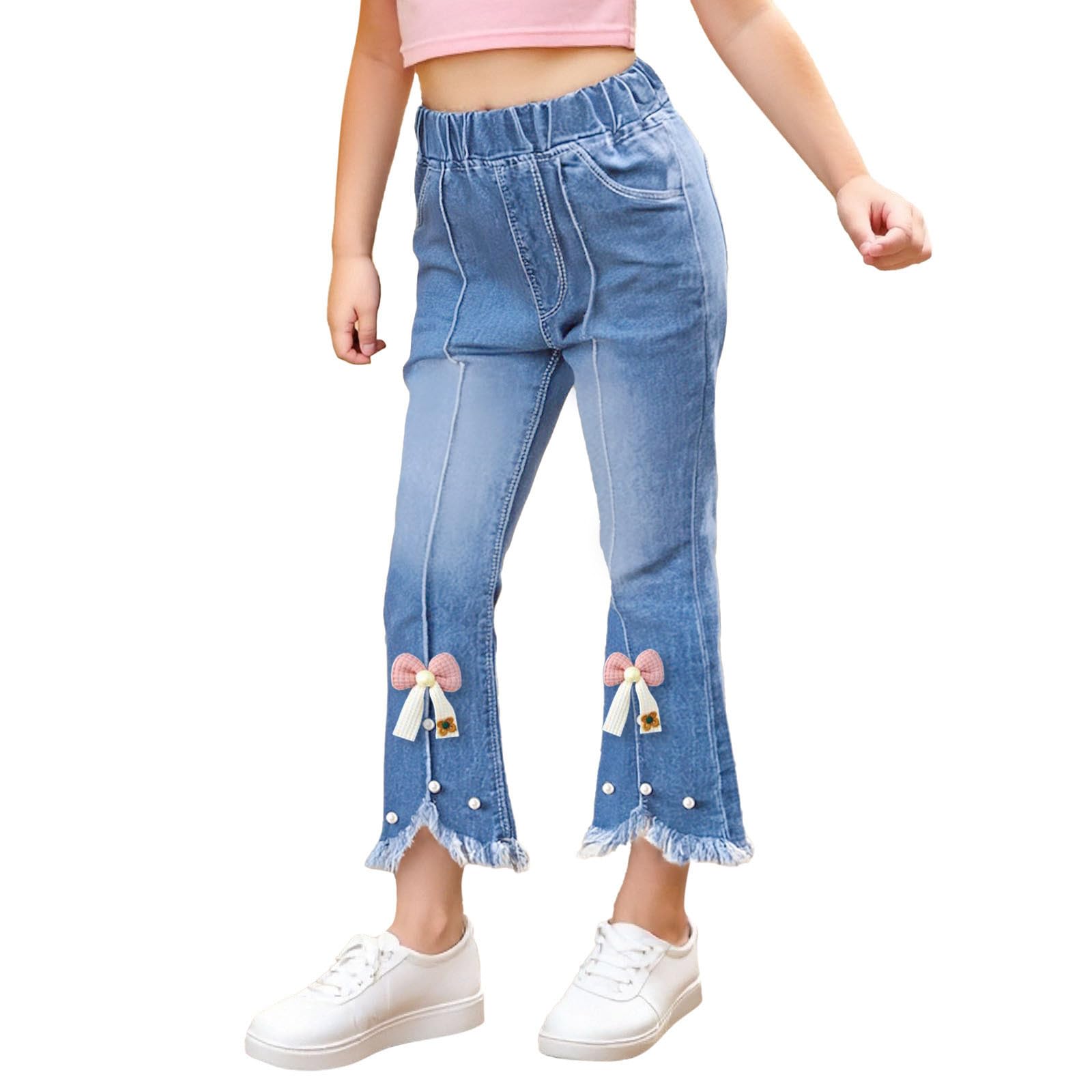 Mädchen Cargo Baggy Jeans - Weite Beine Mit Elastischer Taille, Y2K Style Für 5-15 Jahre
