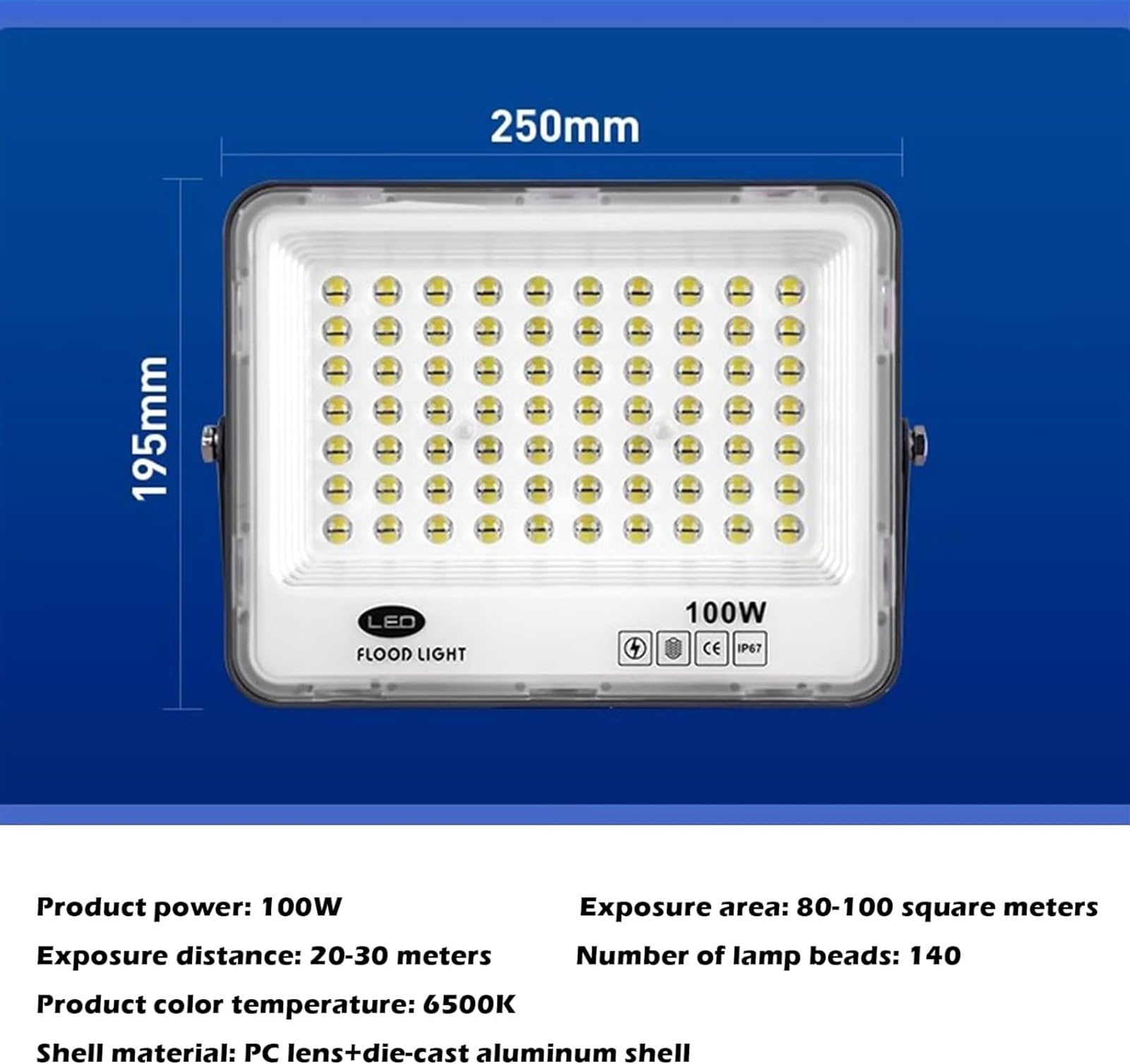 proyectores, Foco LED de 50-300W IP66 superbrillante Verdadero for jardín, Patio, garajes, almacén