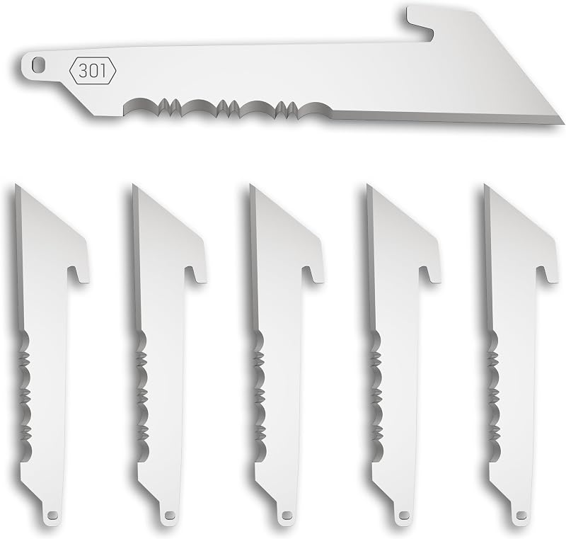 OUTDOOR EDGE RazorSafe lâminas utilitárias serrilhadas de aço inoxidável de 7,62 cm, Pacote com 6