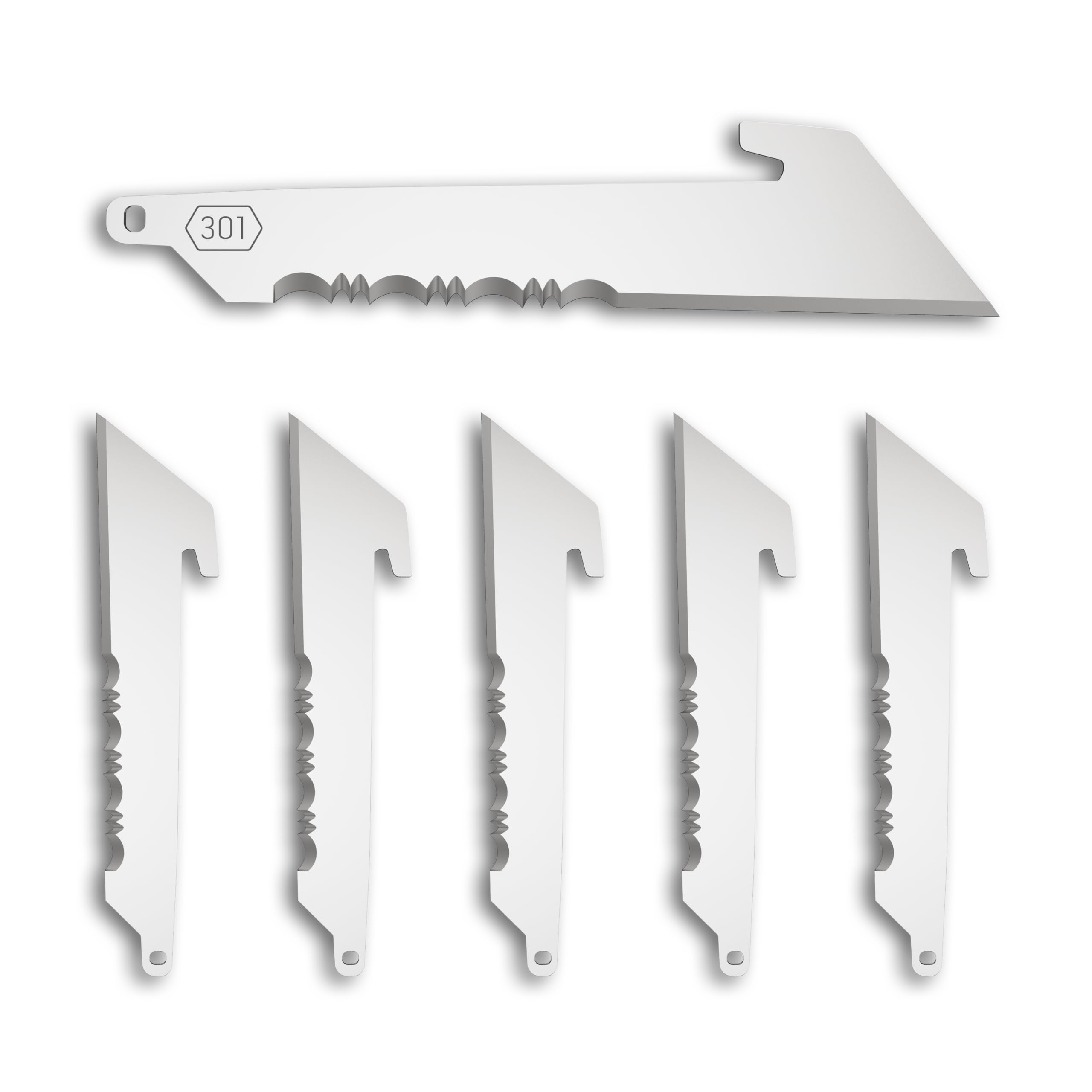 OUTDOOR EDGERazorSafe 3" Utility with Serrations | 6 Pack of Stainless EDC Utility Blades | Compatible 3" Razor Blade Knives | Perfect for Work & Everyday Carry