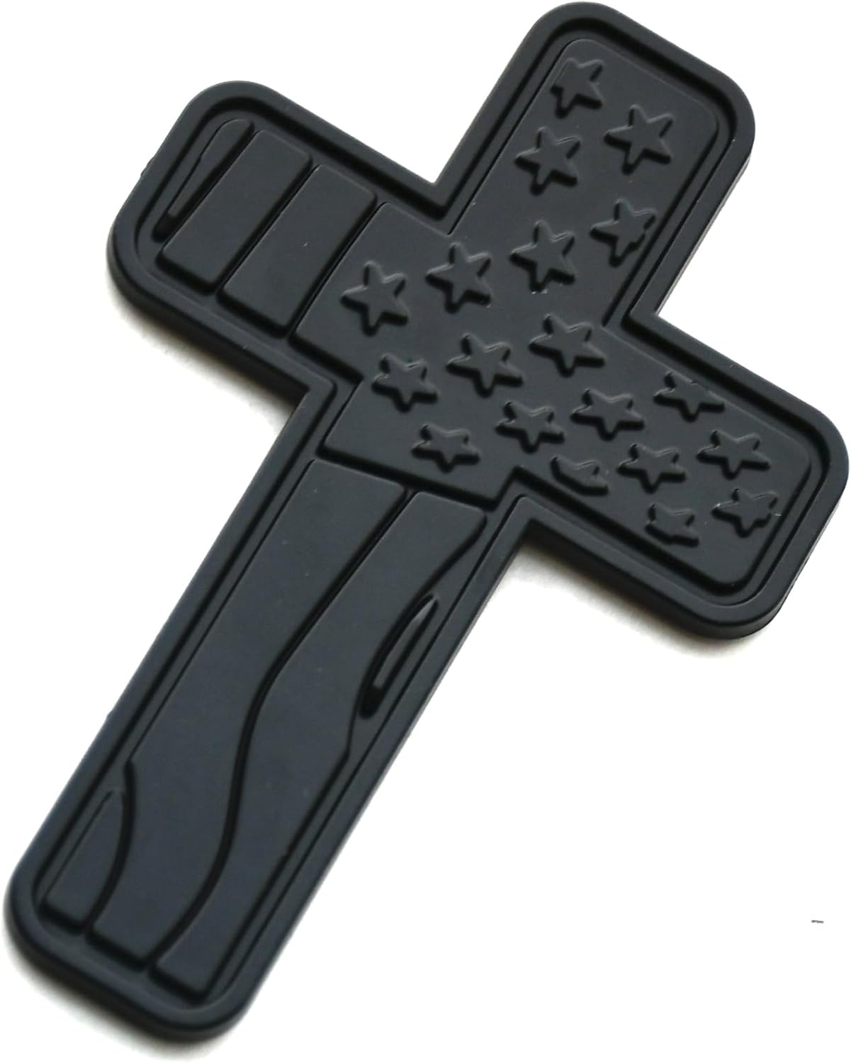1x Jesus Christian Cross Car Emblem - Patriotic USA Flag 3D Badge with Adhesive - Cross Sticker Decal for Car, Truck, Window, Door, Toolbox, or Home Decor (Matte Black)