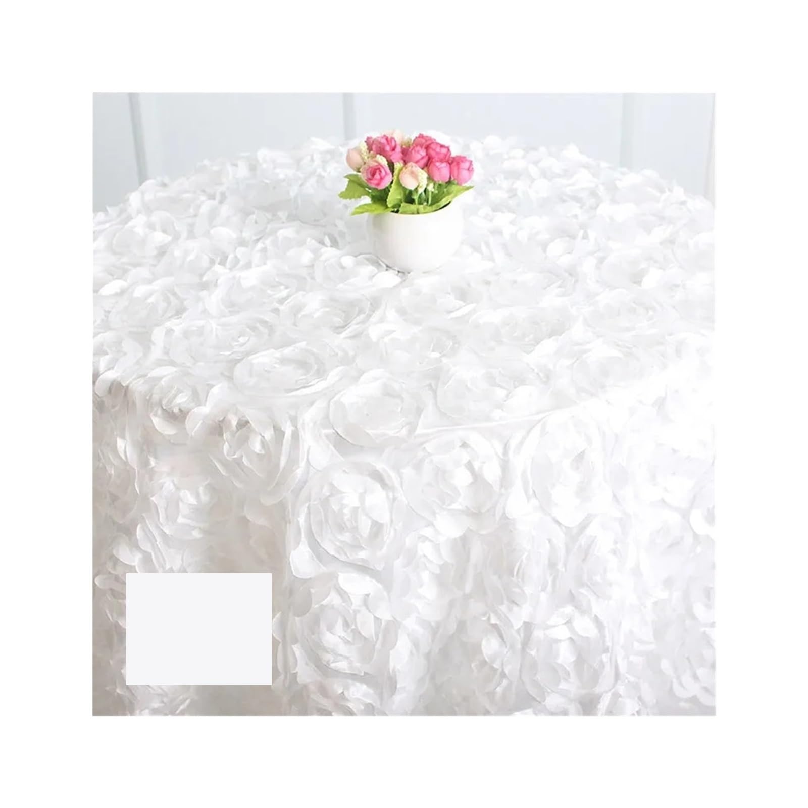 SHENJMAI Round Skirt Tablecloth Three Dimensional Rose Tablecloth, Petal Wedding, Modern Hotel(1)
