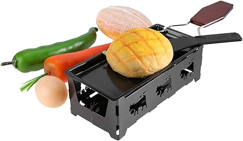 Raclette - Parrilla de mesa de raclette, máquina de raclette antiadherente para queso, bandeja para hornear con mango de madera, parrilla coreana