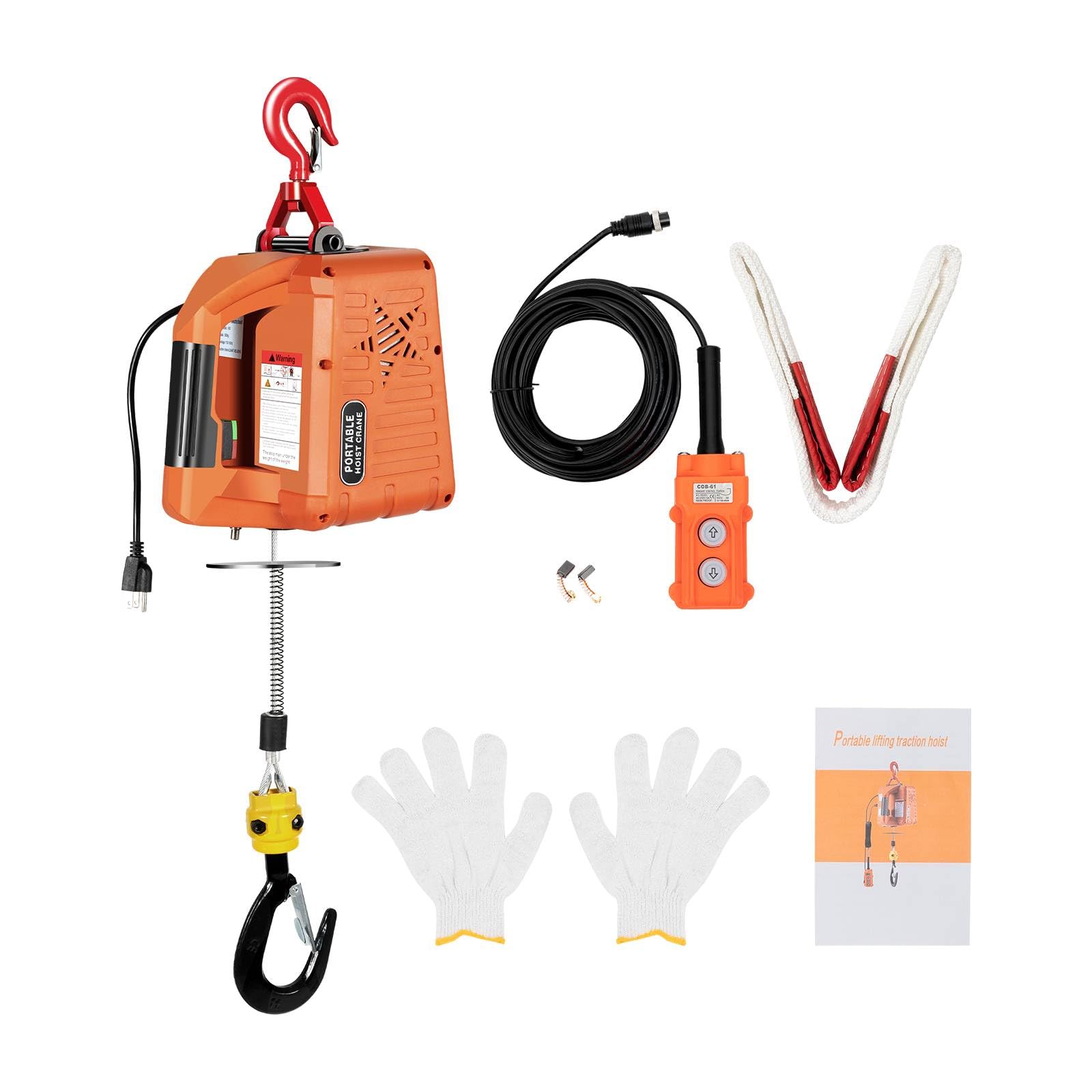 2 in 1 Electric Hoist Winch - 2200LBS 38FT 110V Manual, Wired and Wireless Remote Control for Factories, Warehouses, Garages, Etc