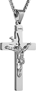 HZMAN Dove Holy Land Gift INRI Cross Crucifix stainless steel Pendant Necklace With Free Chain