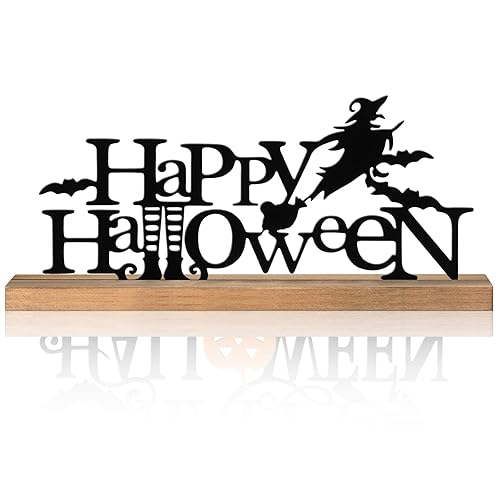 Realspring Happy Halloween Metal Sign Halloween Tiered Tray Decor with