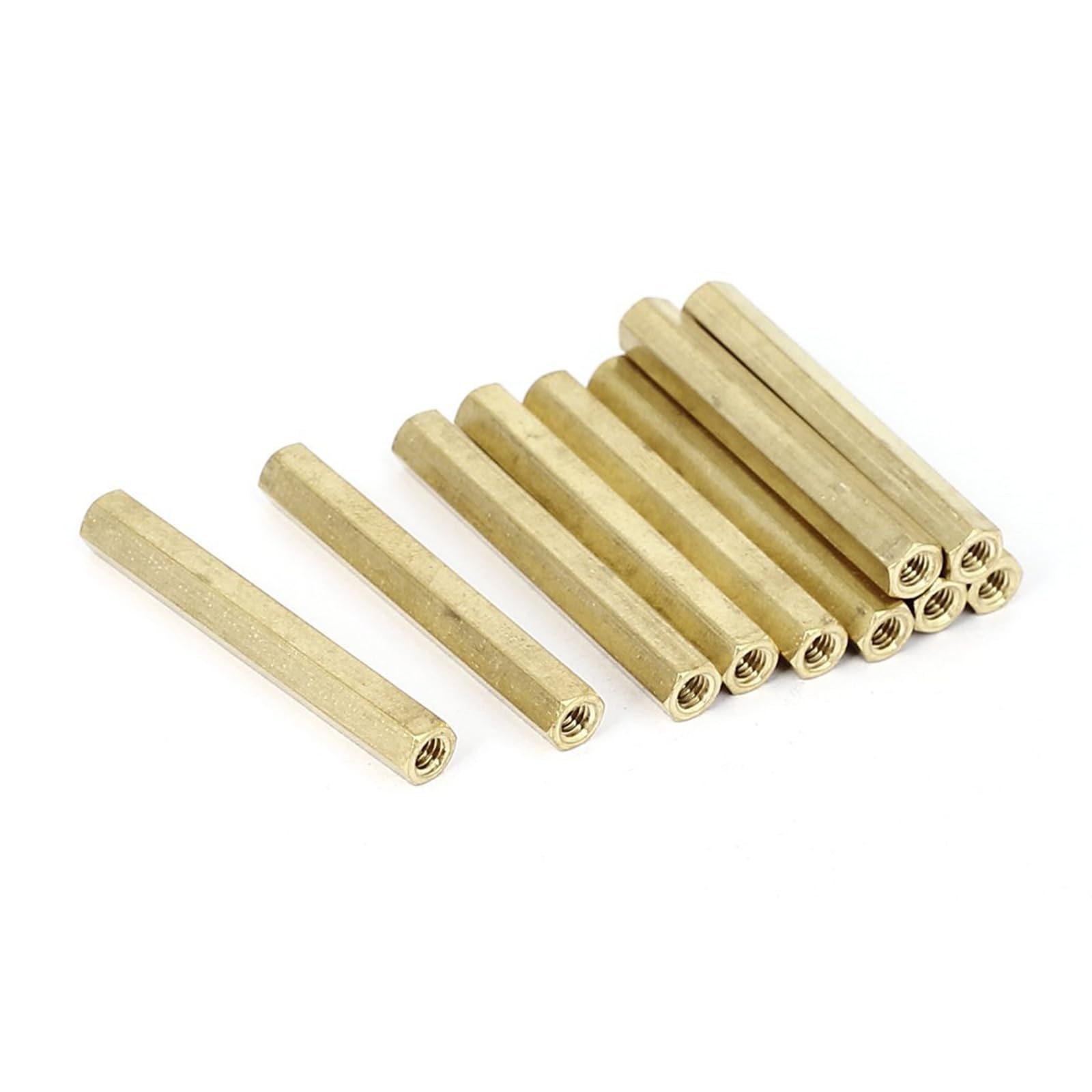 Unifizz M4x45mm Female Threaded Brass Hex Standoff Pillar Spacer Nut 10pcs