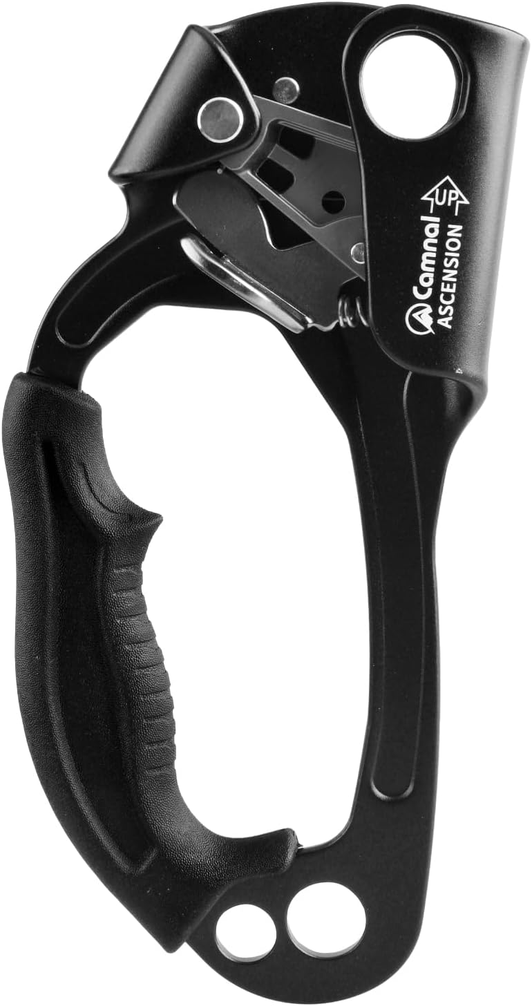 YAPJEB UIAA & CE Hand Ascender Aluminum Alloy for Climbing Mountaineering Rescue Caving Rigging Rappelling Tree Arborist - Ergonomic Rubber Handle, Fits 10-13 mm Rope - L/R