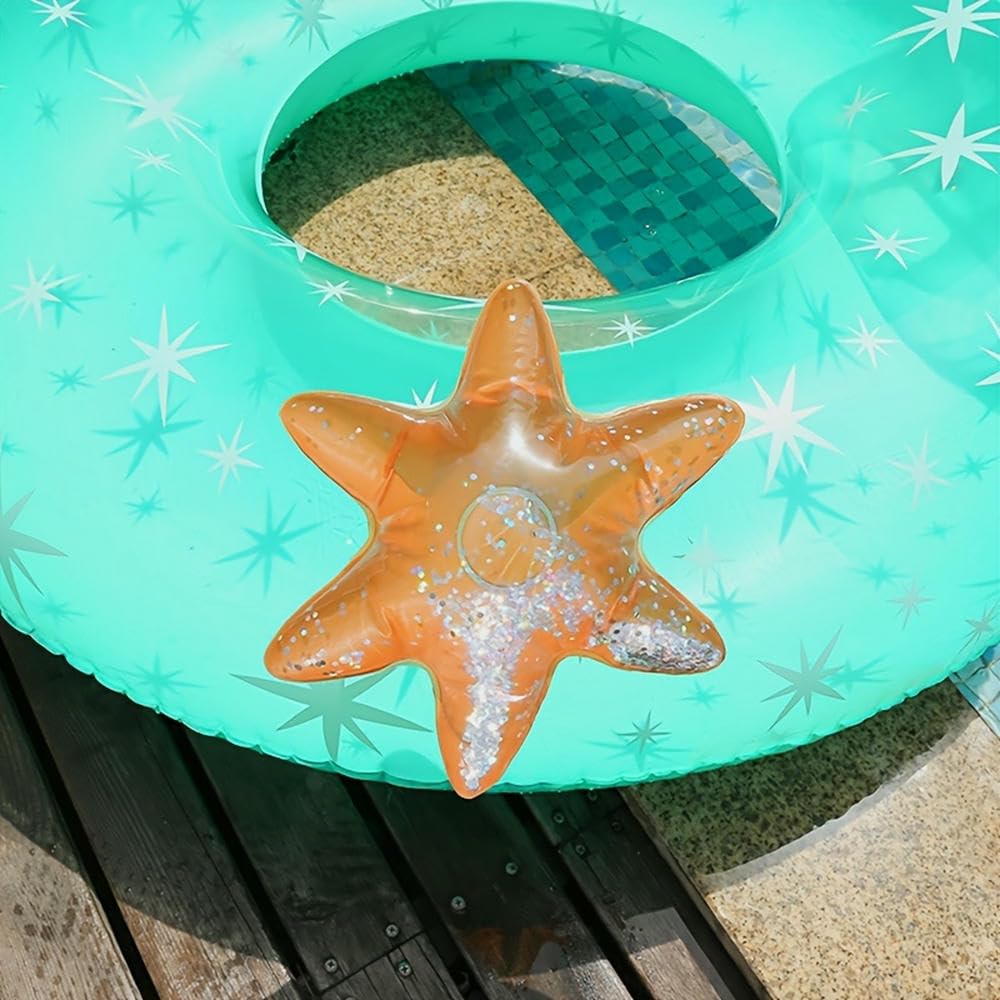 Anillo de natación en Forma de Cactus Inflable para Adultos con Piscina de patrón de Estrella de Brillo Flotación Floats sin Carga para Edades de 14 años en adelante LWX