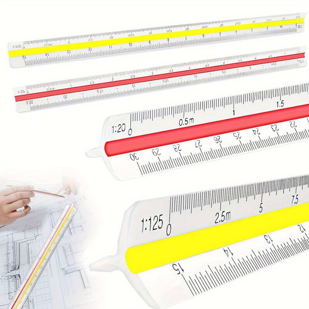 Plastic triangular scale, 30 cm scale ruler, plastic scale ruler, triangular scale 1:20, 1:25, 1:50, 1:75, 1:100, 1:125