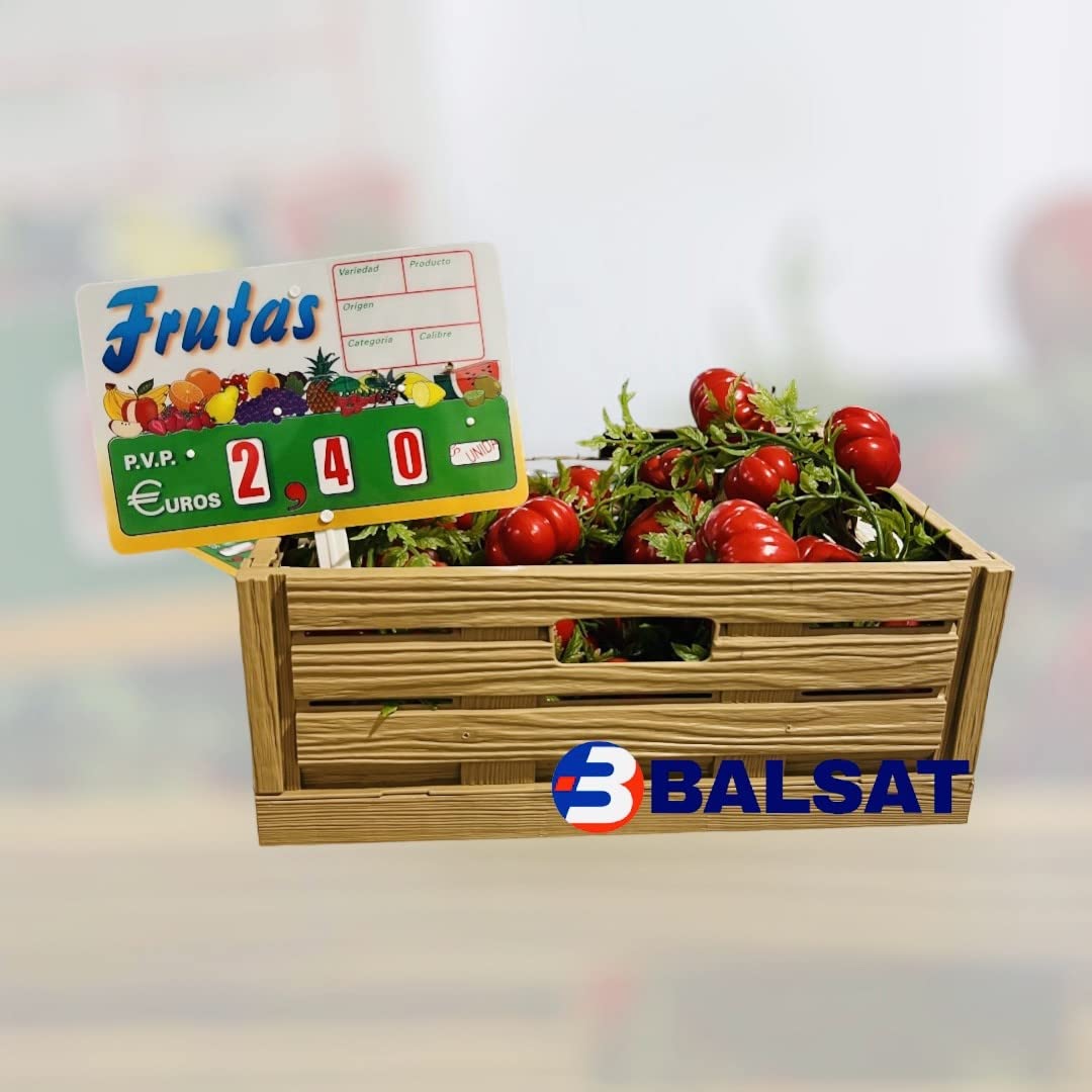BALSAT Portaprecio fruteria, Portaprecio Frutas, Cartel para frutas, portaprecios de fruteria, pizarra precios Mod. FyV 12 ud. (Paleta)