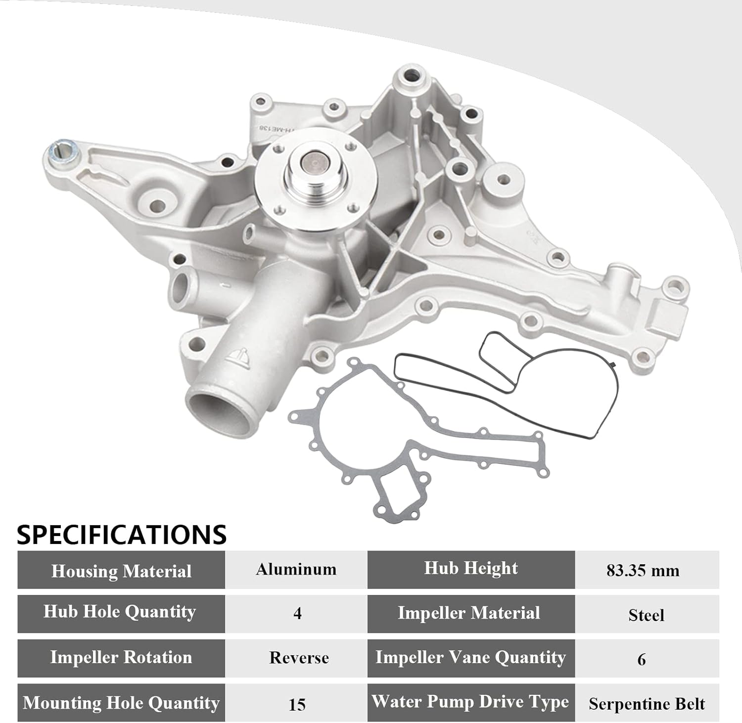 01098 Engine Water Pump for Mercedes-Benz 2001-05 C240, 98-00 C280, 1998-2005 C/E/CLK/ML/SLK-320, 04-08 Crossfire 3.2, 03-06 ML350, 98-06 E/S/CLK-430, C43 AMG, 2000-07 CL/CLK/CLS/E/G/R/S/SL-500