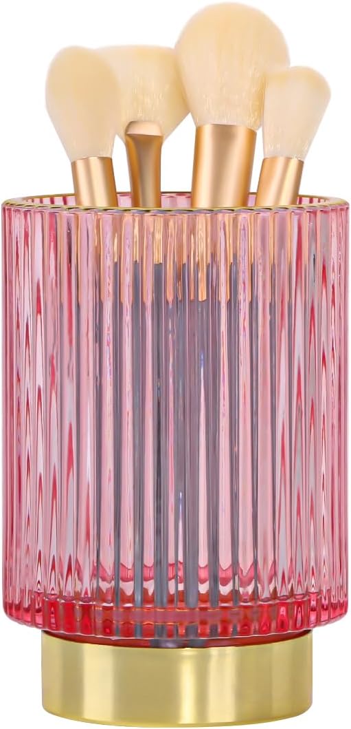 Vintage Makeup Brush Holder Organizer,Dresser Glass Brushes Holder,Vanity Cosmetic Brush Holder,Desktop Crystal Eyeliners Eyebrow Pencil Storage Cup Holder for Countertop (Large Pink) Vintage Makeup Brush Holder Organizer,Dresser Glass Brushes Holder,Vanity Cosmetic Brush Holder,Desktop Crystal Eyeliners Eyebrow Pencil Storage Cup Holder for Countertop (Large Pink)