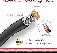 Vista 4 de Cable de carga solar de 10AWG a XT60, cable de extensión de panel solar para estación de energía portátil, River 600, generador solar, paquete