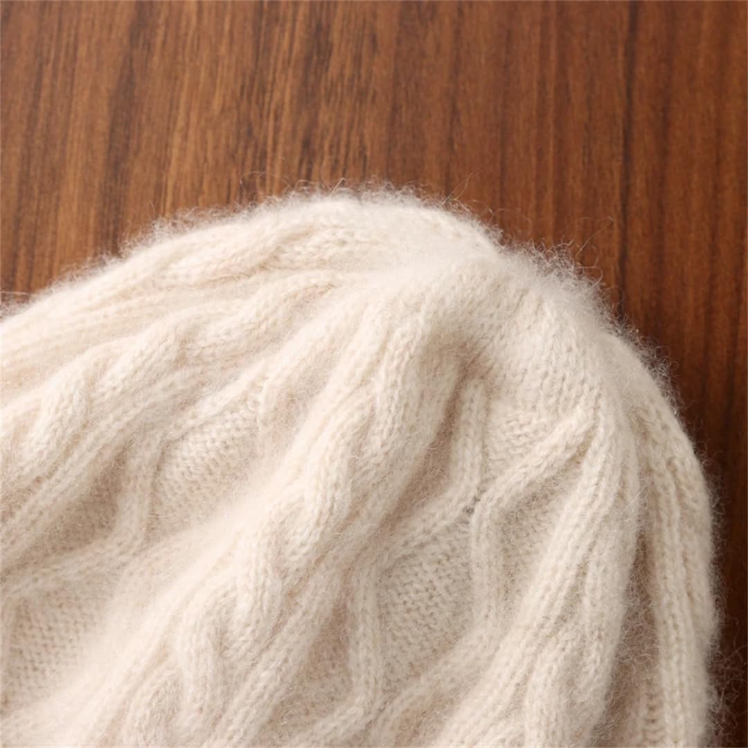 100% Pure Laine Femmes Hiver Chapeau Chaud Doux Tricoté Laine Bonnet Bonnet Hip Hop Losange Skullies Casquette Pour Dame