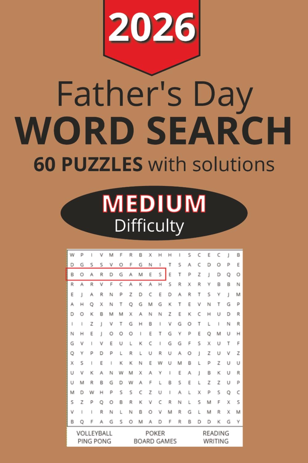 2026 Father's Day Word Search: 60 Puzzles with Solutions - Medium Difficulty