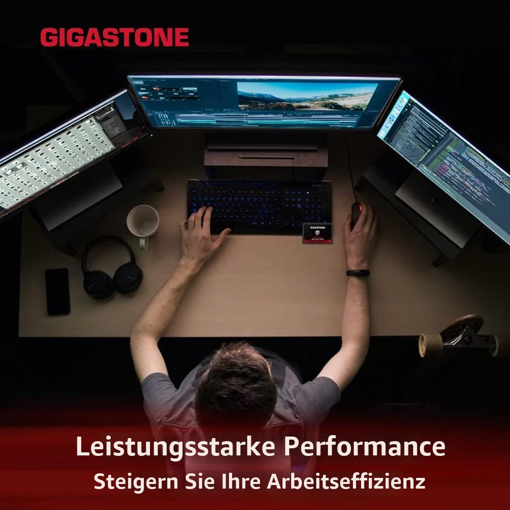 Gigastone SATA SSD 256GB (3er Pack) 2,5 Zoll 3D NAND Bis zu 520MB/s interne SSD SATA III SSD Festplatte Kompatibel mit Laptop und PC Desktop Festkörper-Laufwerk 2,5" SLC Cache Performance