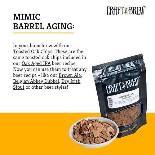 Miniatura 6 de Craft A Brew - Chips de roble tostado - Para elaboración de cerveza - Chips de roble americano ligeramente tostados - Sabor a coco y vainilla -