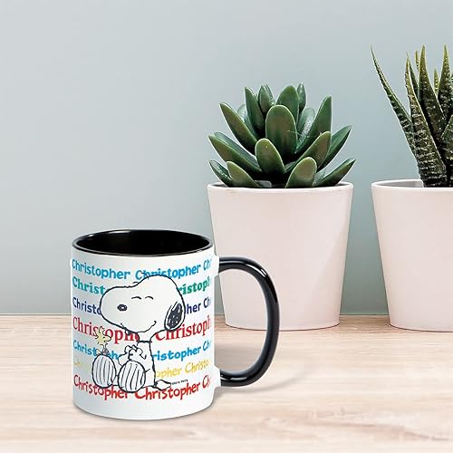 Miniatura 5 de Peanuts Snoopy Name - Taza de café personalizada con mango negro, taza de café de 11 onzas