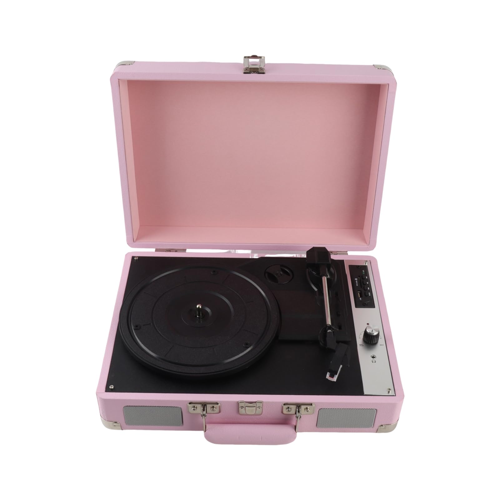 YUYTE Giradischi Vintage con Supporto USB e SD - Giradischi 33/45/78 Giri per Dischi da 7/10/12 Pollici, Fonografo Portatile con Altoparlanti (PINK)