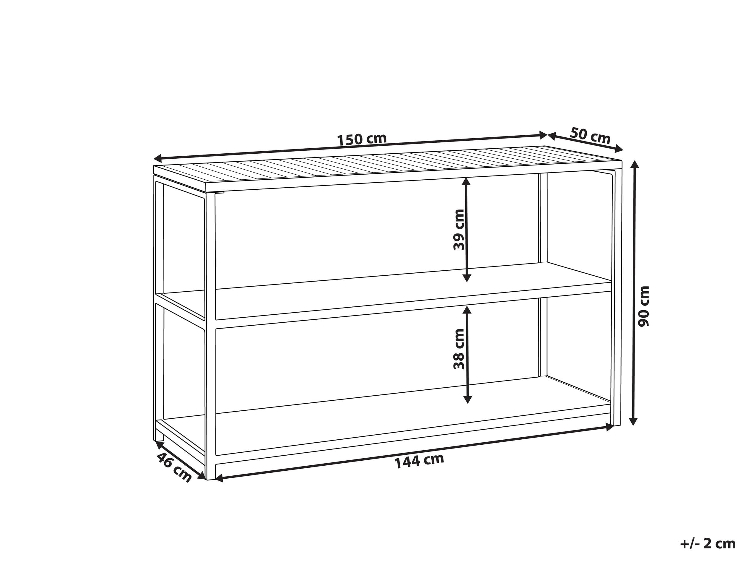 Beliani Estantería de Acero Isla de Cocina de jardín Base de Acero encimera de Madera plástica 150x50x90 cm Negro Madera Clara Avetrana