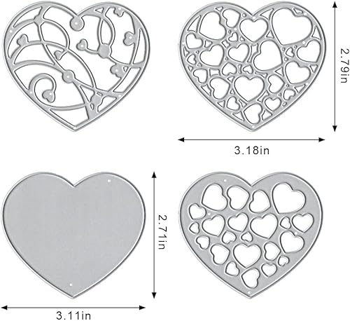 Miniatura 2 de 4 troqueles de corte de metal con fondo de corazón de San Valentín para suministros de fabricación de tarjetas, troqueles para el día de San