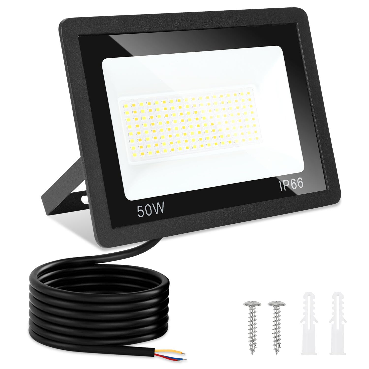 Foco LED exterior de 50 W, 10 unidades, regulable, 3000 K/4000 K/6500 K, IP65, resistente al agua, foco exterior para jardín, patio, puertas, césped, garaje [clase energética E]
