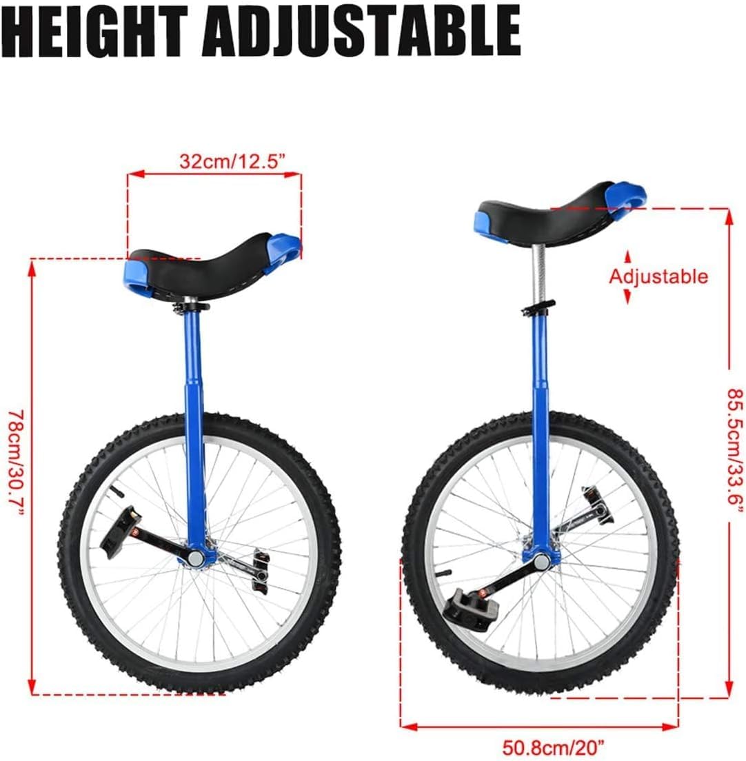 16/18/20/24 "Trenażer kół Unicykl Regulowana wysokość Antypoślizgowa opona górska Balance Ćwiczenia rowerowe, ze stojakiem na monocykl, monocykl kołowy (18inch)
