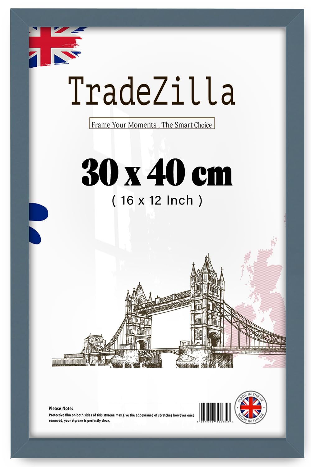 TradeZilla | Dark Grey (30 x 40 CM) Poster Frame - 300 x 400 mm Photo Frame for Posters and Prints – Solid Eton wood, Home Décor 0' 12" x 1' 4" [ Dark Grey ]