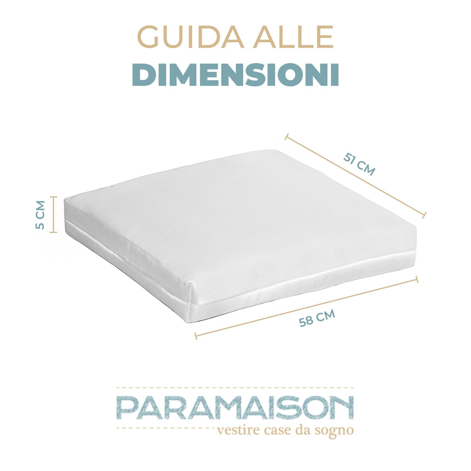 PARAMAISON Set di 4 Cuscini da Esterno per Salottino in Rattan, Sfoderabile Imbottito | 58x51x5cm Beige