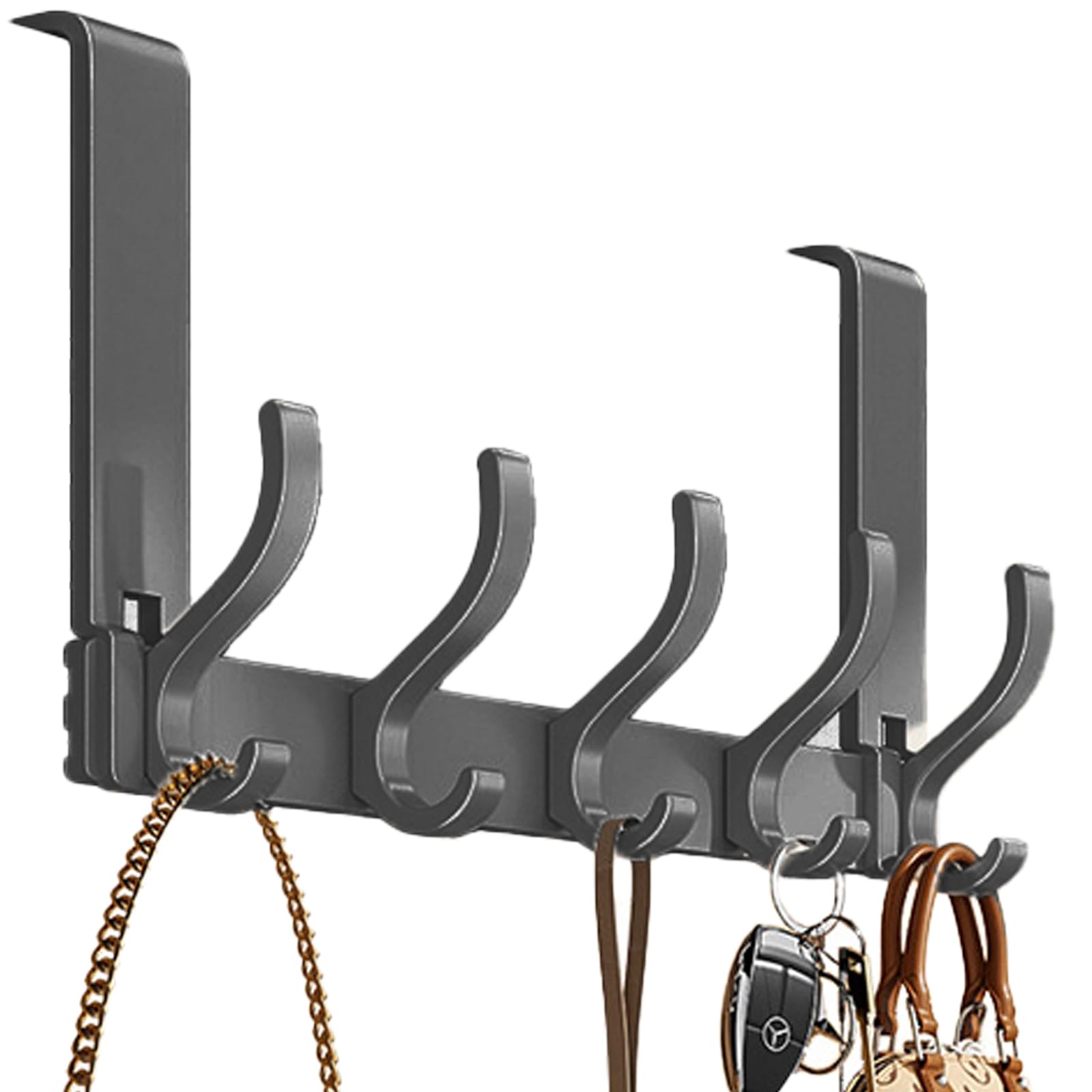 YDYxieji Over Door Hooks, Over Door Hanger with 5 Hooks, Can Hold 10 Items, Heavy Duty Door Hooks for Coat Towel