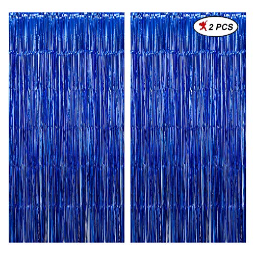 Image of Party Propz Blue Foil Curtain 2 Pc Boys Birthday Decoration
