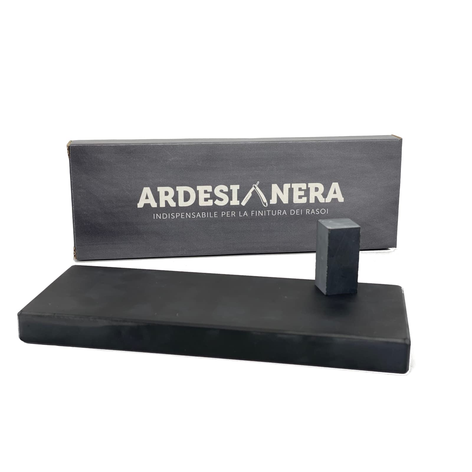 NERO ARDESIA Natürlicher Schieferstein zum Schleifen von Rasiern und Klingen, Schwarz