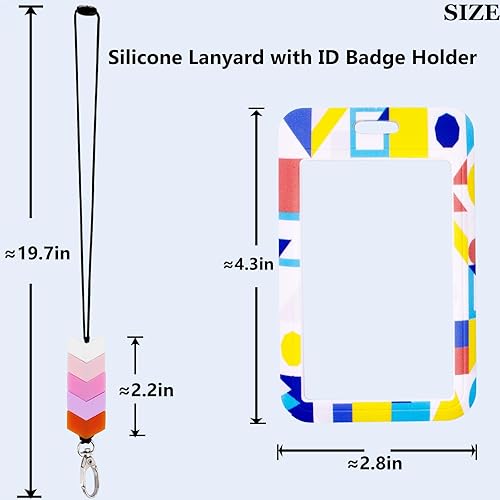 Miniatura 2 de BIHRTC Cordón de silicona con cuentas para el cuello con soporte para credencial de identificación, ajustable, lindo cordón para profesores, llavero