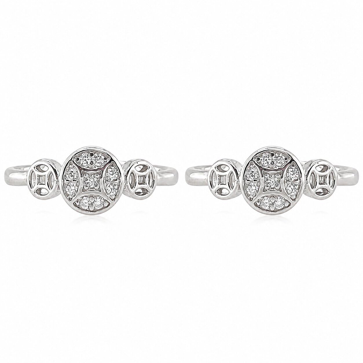925 Sterling Silver Designer Royal Look Toe Rings for Women | Adjustable Open Band Zircon Design Light Weight | Daily Wear Fancy Bichiya Pair-image-29