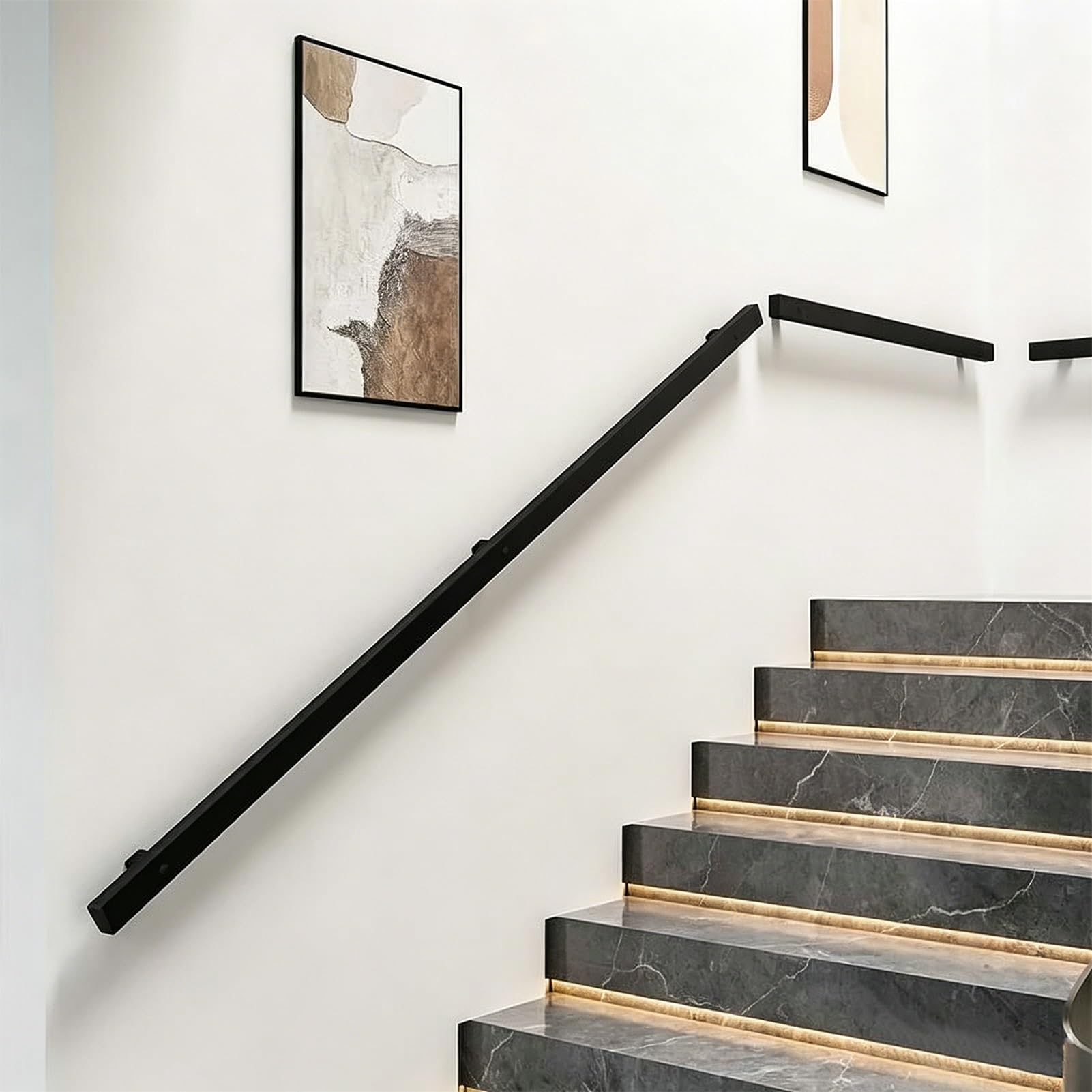 Drsyffsup One Color 30Cm - 600Cm Modern Stair Handrails, Indoor Outdoor Hand Railings, Sturdy Wall Mount Support, Non-Slip Safety Handrail For Elderly, Children, Easy Assembly(13.1Ft/400Cm)