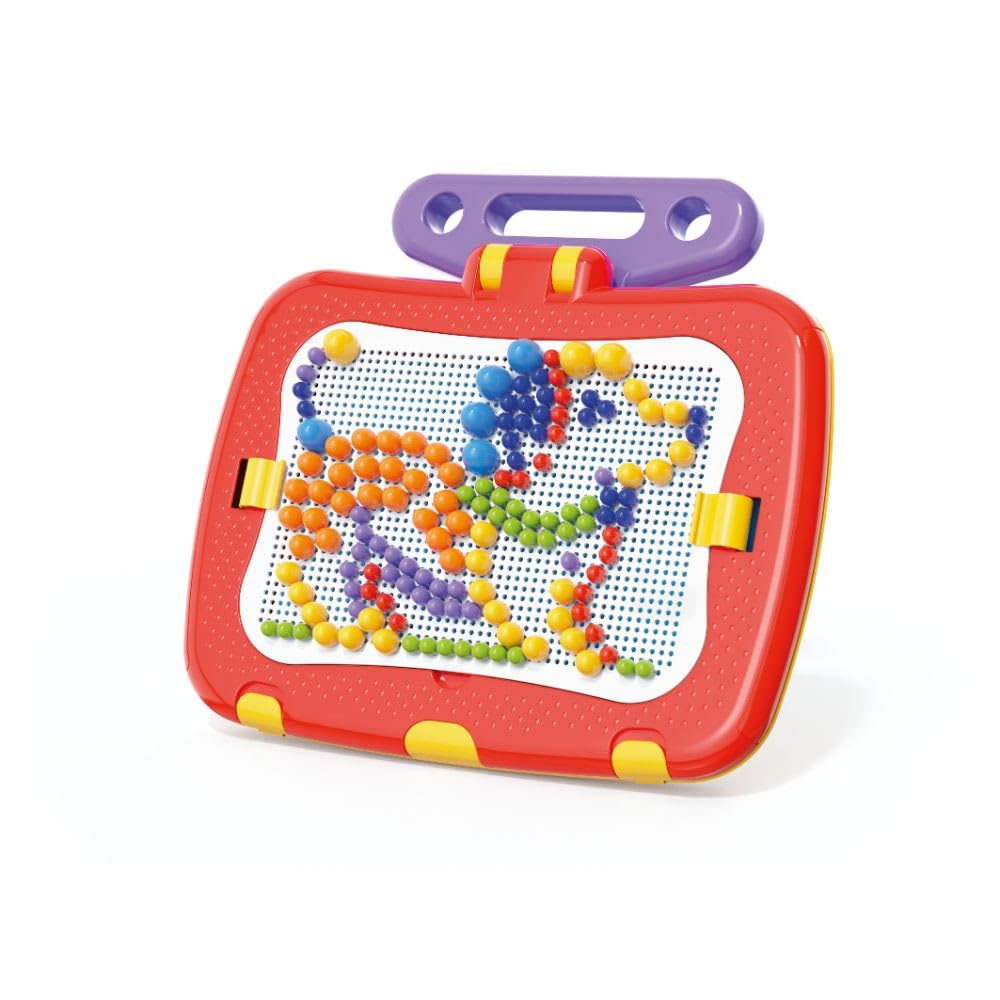 Quercetti Combi con Chiodini per Bambini, 48 Lettere Magnetiche e Pennarelli, Giochi Educativi 4 Anni 2 in 1 Lavagnetta Cancellabile Bambini 4-8 Anni, Sviluppa creatività e Motricità Fine