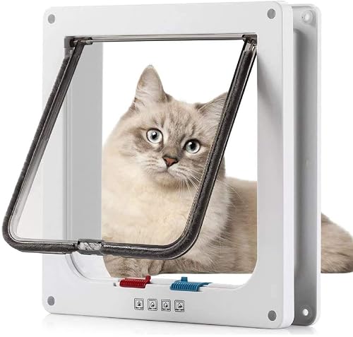 Sailnovo Puerta para Gato con Cierre magnético de 4 vías, Puerta para Mascotas para Gatos y Perros pequeños