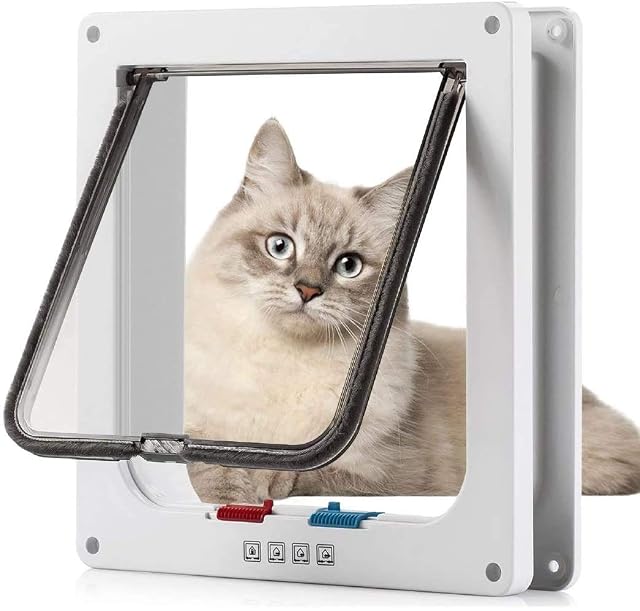 Sailnovo Puerta para Gato con Cierre magnético de 4 vías, Puerta para Mascotas para Gatos y Perros pequeños